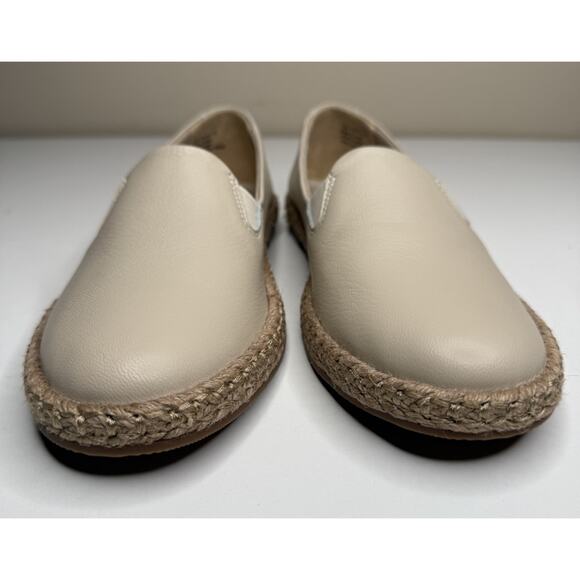 Trotters Poppy Espadrille Flat Womens 7.5N Ivory Leather Jute Edge Slip On - Picture 2 of 10